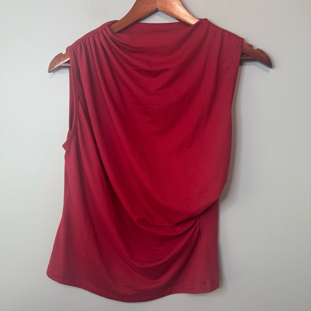 SHEIN Red Sleeveless Blouse with Side Ruching. Women’s Size XL